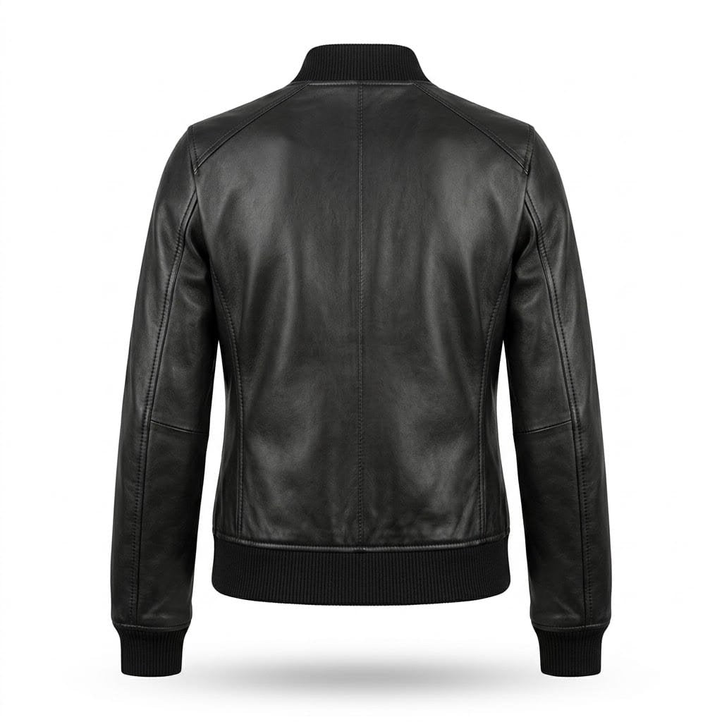 Premium Black Genuine Leather Women's Bomber Jacket | Blackstone Jackets image 2