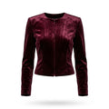 Iconic Luxury Burgundy Bomber Velvet Jacket for Women | Blackstone Jackets image 0