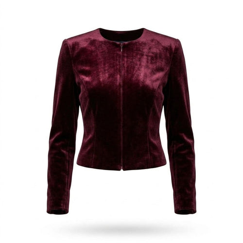 Iconic Luxury Burgundy Bomber Velvet Jacket for Women | Blackstone Jackets image 0