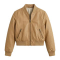 Bespoke Girls Kids Tan Leather Bomber Leather Jacket – Blackstone Jackets image 0